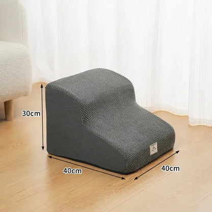 Non slip dog stairs for small dogs in grey color, 40cm x 40cm x 30cm, designed for elderly pets to reach beds or sofas.