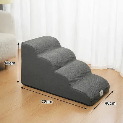 Washable non slip dog stairs for small dogs, grey pet steps designed for elderly pets, 72cm long and 40cm high.