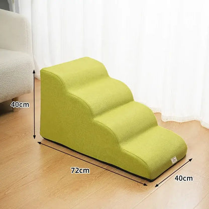 Non slip dog stairs for small dogs in yellow color, designed for elderly pets, with a soft texture and supportive height.