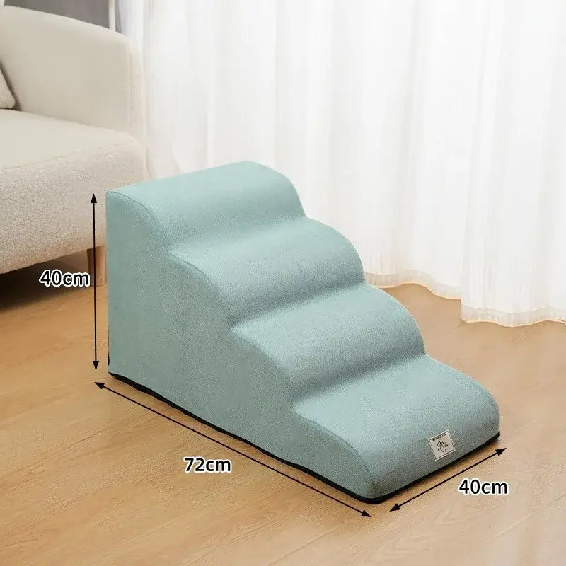 Washable non slip dog stairs for small dogs in blue, 72cm long and 40cm wide, perfect for elderly pets.