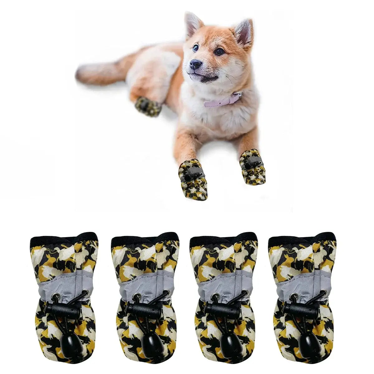 water-resistant dog shoes for large dogs, printed paw protectors for hot pavement and rainy weather