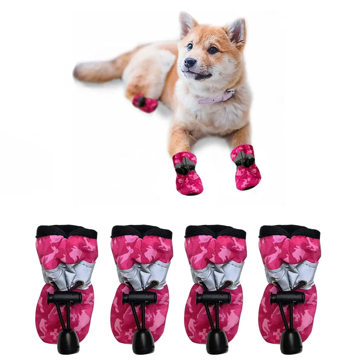 water-resistant dog shoes for large dogs, pink printed paw protectors for hot pavement and rainy weather