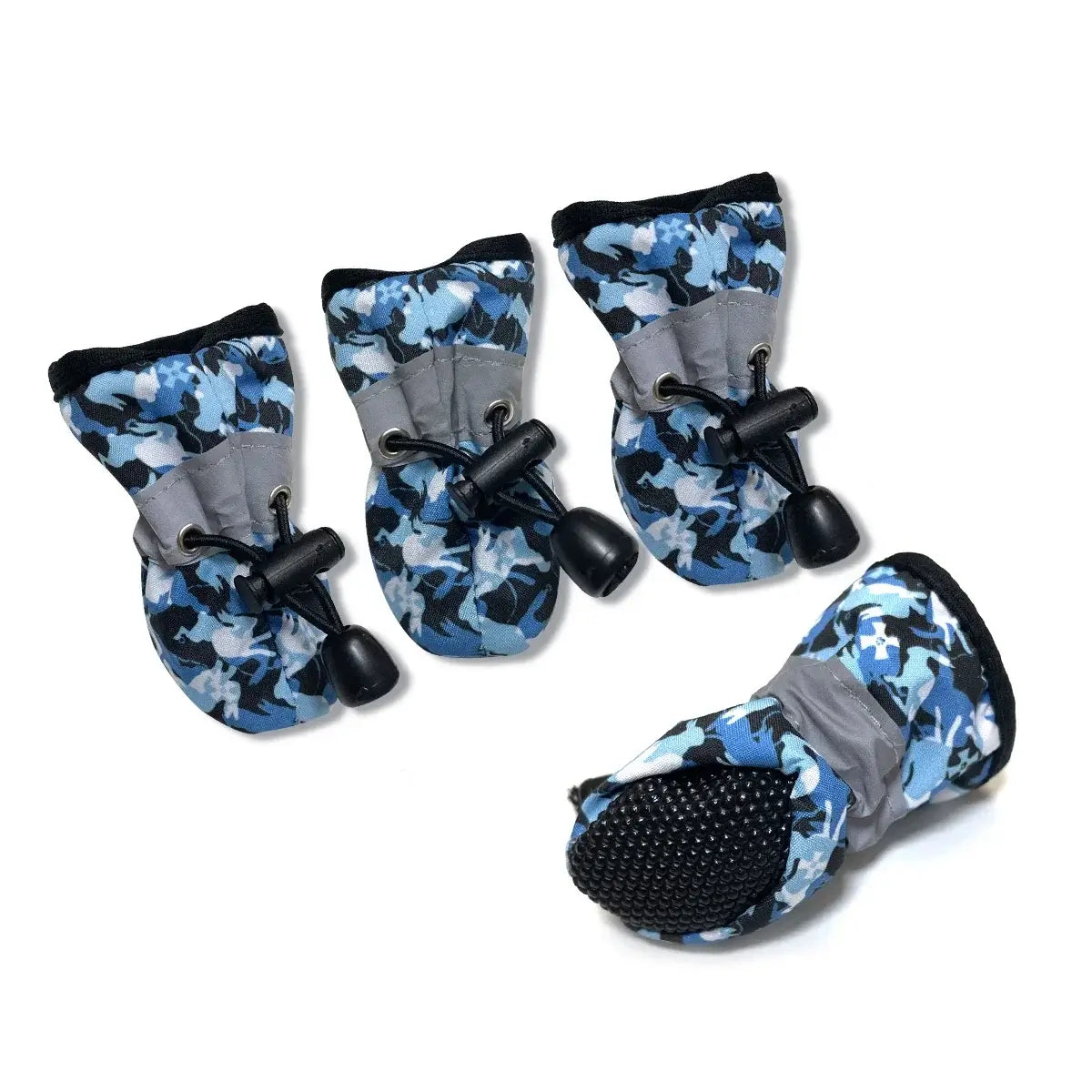 water-resistant dog shoes for large dogs blue camo wool boots with paw protectors for hot pavement and rainy weather