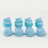 4Pcs blue waterproof dog boots with anti-slip rubber soles for small to large pets, ideal for outdoor use.