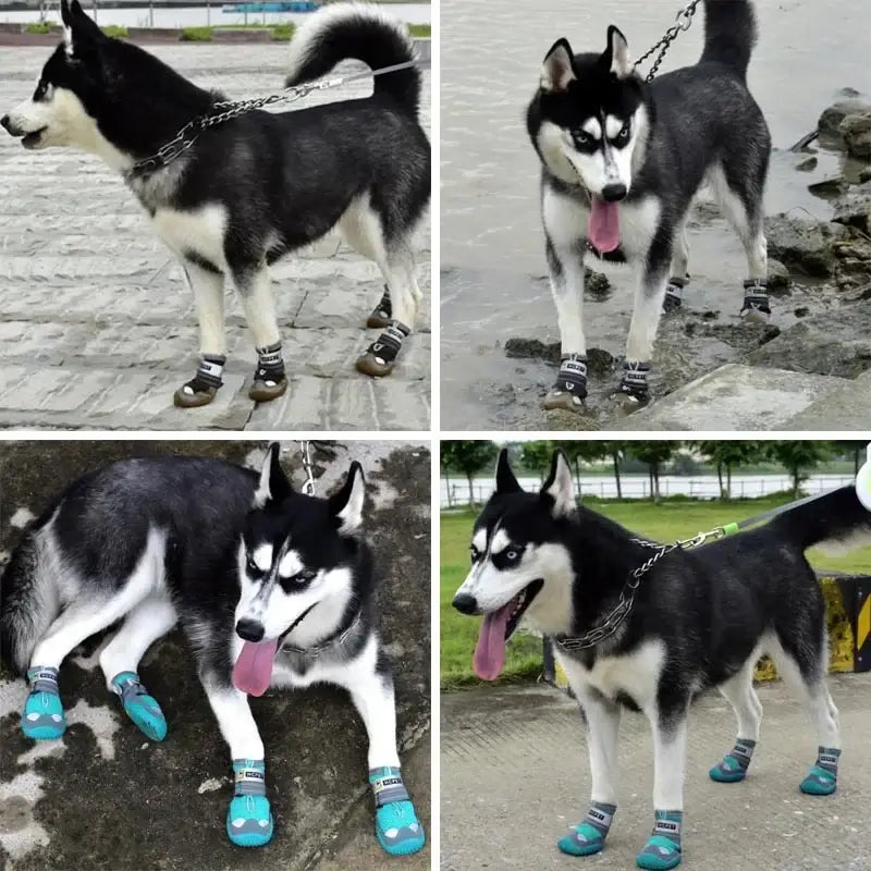 waterproof dog boots for huskies and medium large dogs, anti-slip reflective outdoor pet shoes