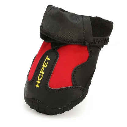 waterproof dog boots red and black anti-slip reflective pet shoe for small to large dogs