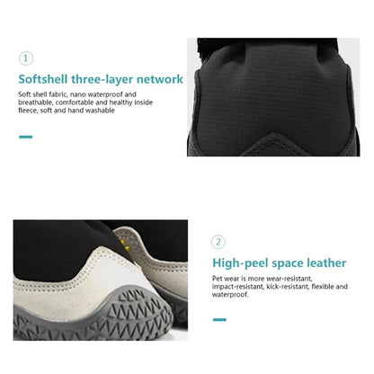 waterproof dog boots for large dogs with breathable softshell, non-slip sole, reflective strap, and durable paw protection