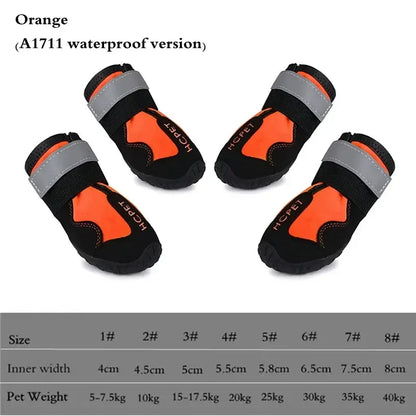 Dog Shoes Breathable Waterproof Outdoor Dog Boots Anti-Skid Wear-Resisting Reflective Pet Shoes for Small Medium Large Dogs