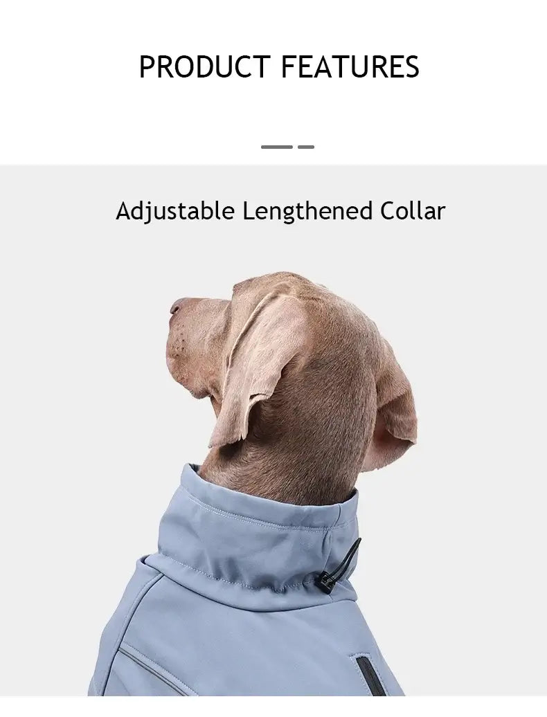 waterproof dog jacket for large dogs with adjustable lengthened collar and reflective soft shell for outdoor winter protection