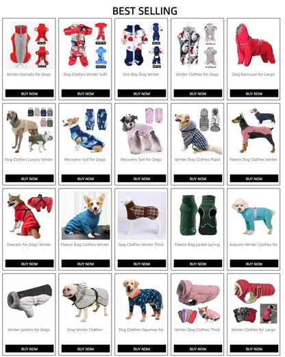 Best-selling waterproof dog jacket for large dogs with reflective winter pet coats and fleece-lined outdoor dog clothing