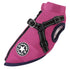 waterproof dog jacket with harness in pupple color featuring adjustable straps and a cozy lining for warmth.