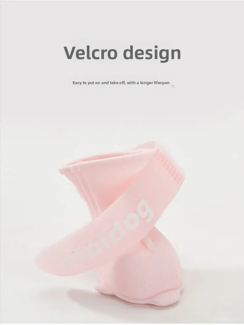 Waterproof dog boots with velcro design for easy on and off, perfect for pet protection in all seasons.