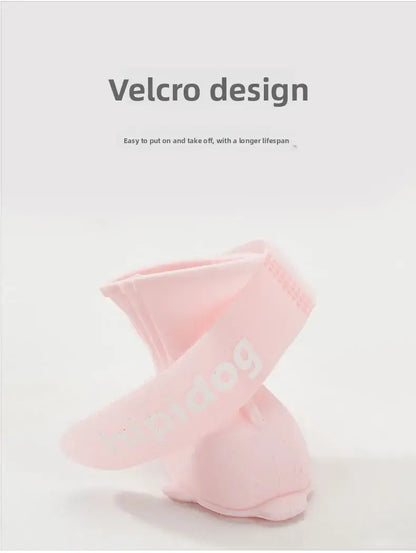 Waterproof dog boots with velcro design for easy on and off, perfect for pet protection in all seasons.