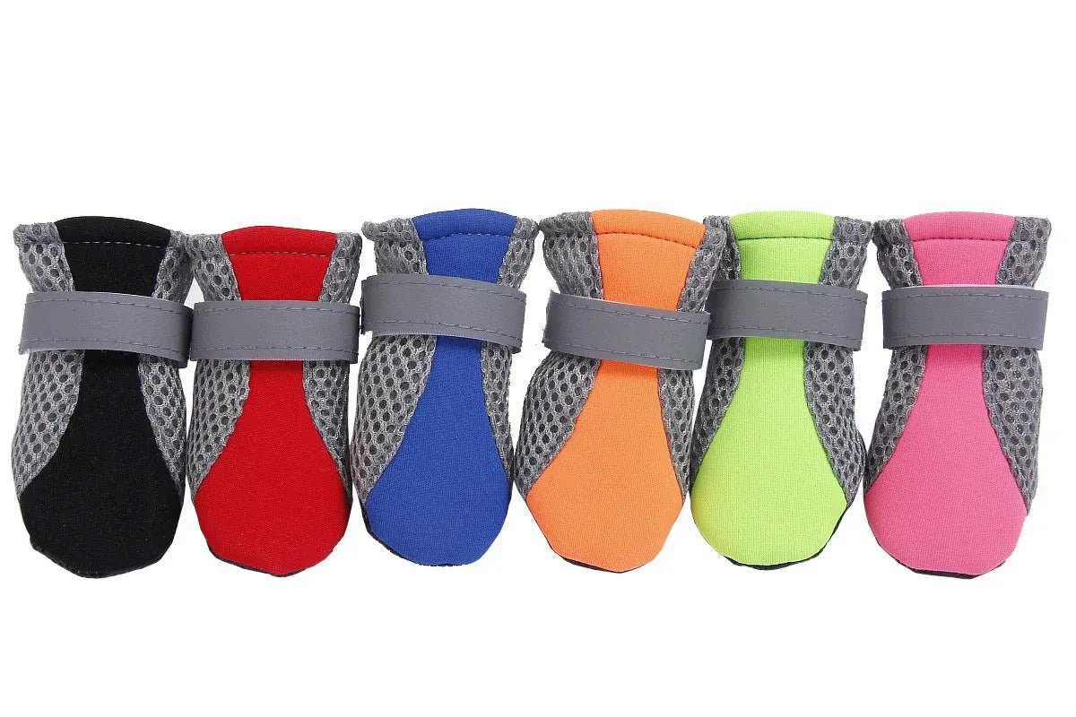 Colorful waterproof dog boots with anti-slip soft soles for small dogs, puppies, and cats, ideal for outdoor rain protection