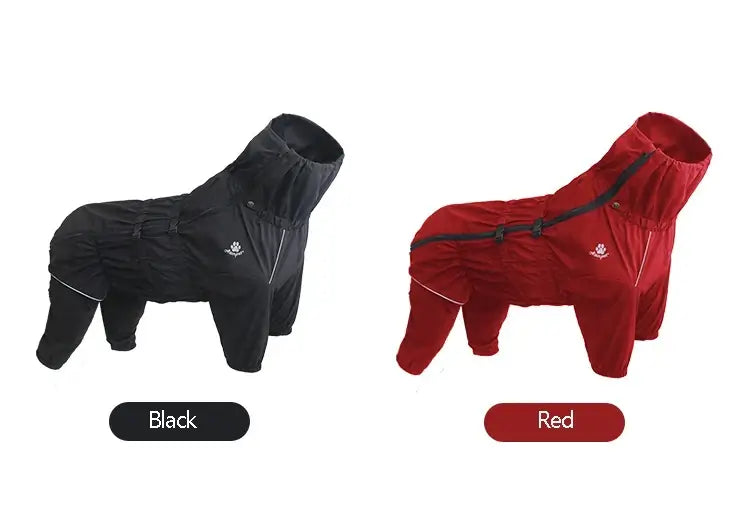 Waterproof dog winter coat reflective outdoor jacket for medium and large dogs, warm adjustable raincoat in black and red