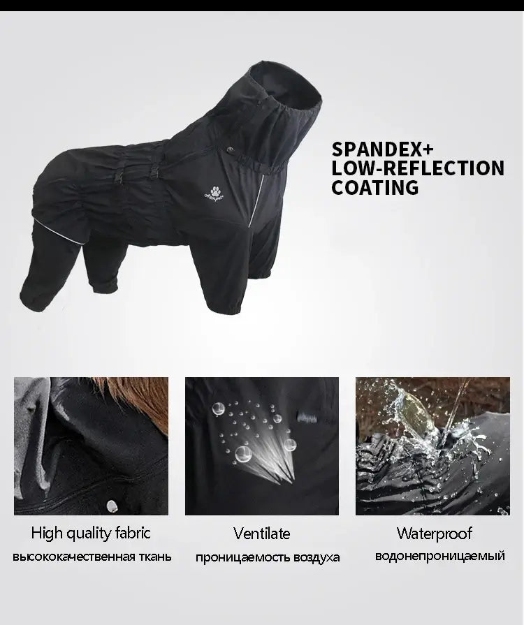 waterproof dog winter coat black reflective outdoor jumpsuit with adjustable fit and breathable fabric for small to large dogs