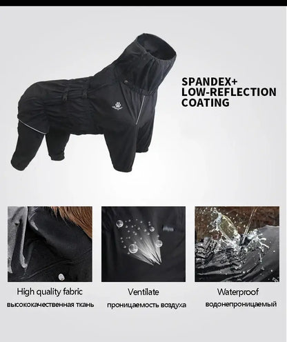 waterproof dog winter coat black reflective outdoor jumpsuit with adjustable fit and breathable fabric for small to large dogs