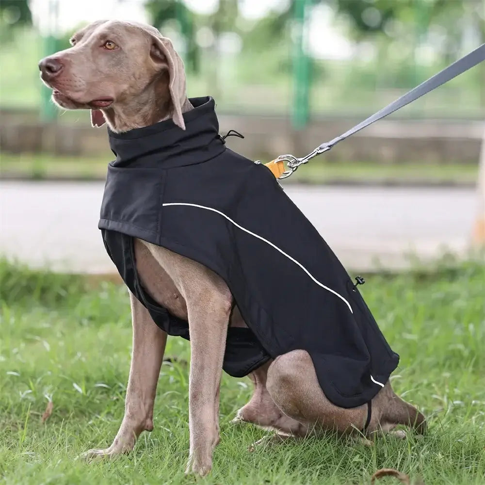 waterproof dog jacket for large dogs black reflective soft shell coat with fleece lining for outdoor wear
