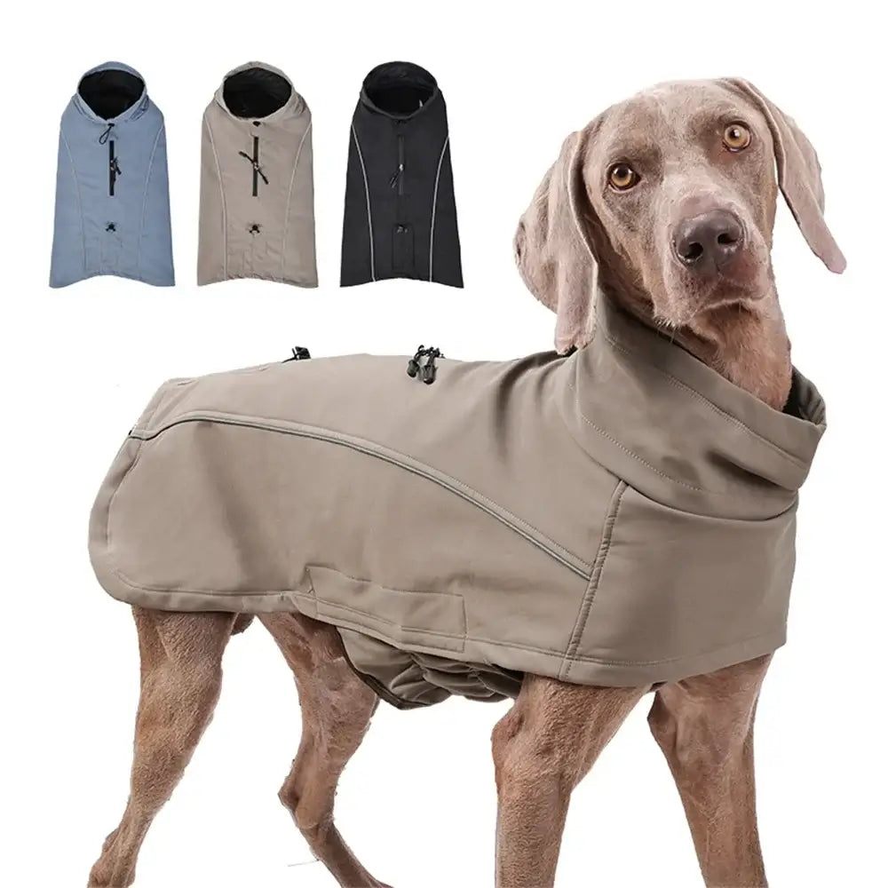 waterproof dog jacket for large dogs, reflective soft shell coat with fleece lining for outdoor cold weather