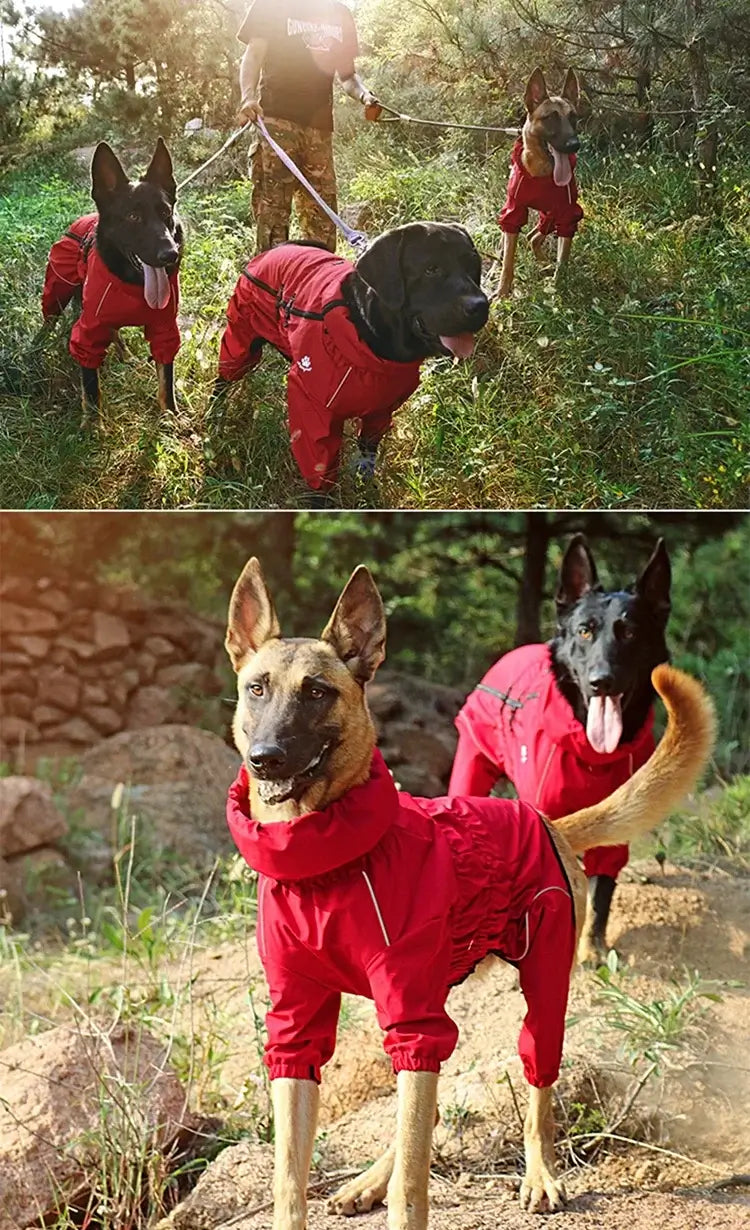 waterproof dog winter coat red reflective dog jumpsuit for small medium large dogs outdoor rain protection