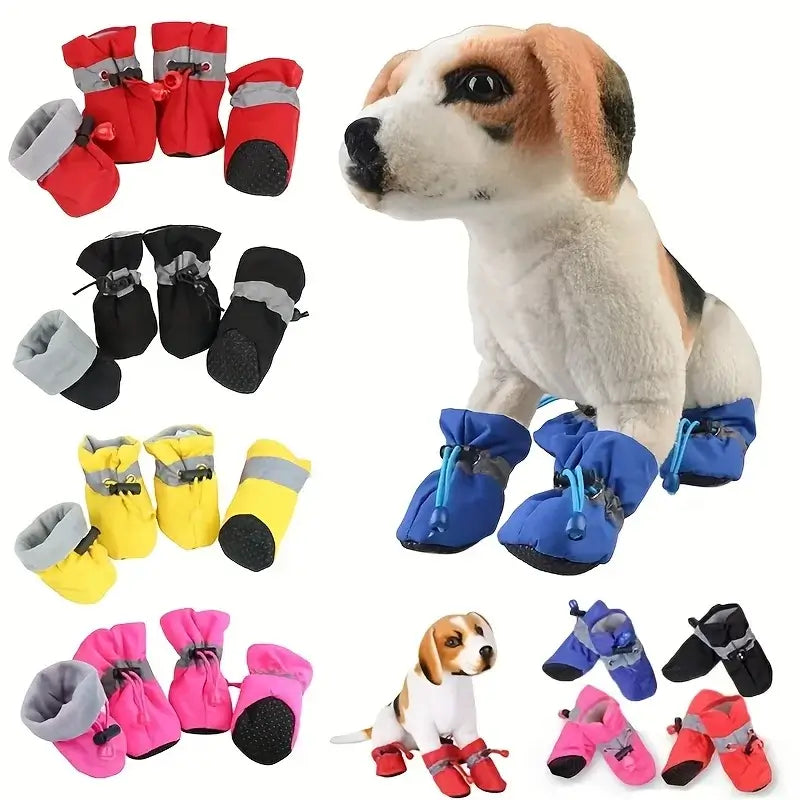 waterproof dog boots for puppies and small dogs, soft-bottom pet rain shoes in multiple colors
