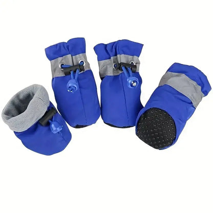 Blue waterproof dog boots with soft bottom, PU dog shoes for Chihuahua and cats, outdoor rain boots