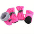 Pink waterproof dog boots with soft PU bottom, drawstring closure, for small dogs and cats, outdoor rain protection
