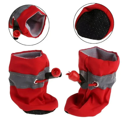 waterproof dog boots red soft bottom pet shoes for dogs and cats with anti-slip sole for outdoor rain protection