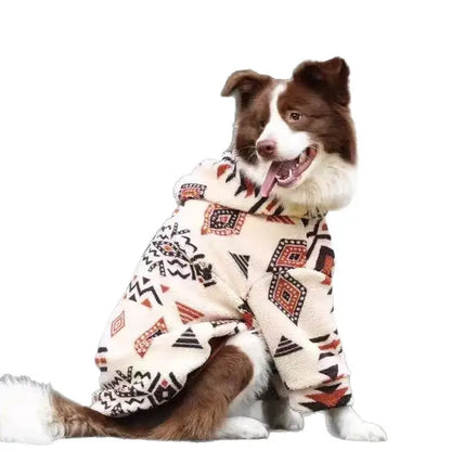 hooded dog winter coat for medium and large dogs, warm thickened sherpa fleece pet apparel, cold weather sweatshirt