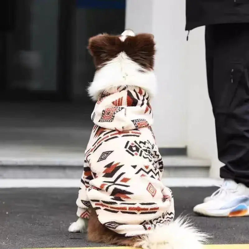 hooded dog winter coat, thick sherpa fleece dog coat for medium and large dogs in beige and green