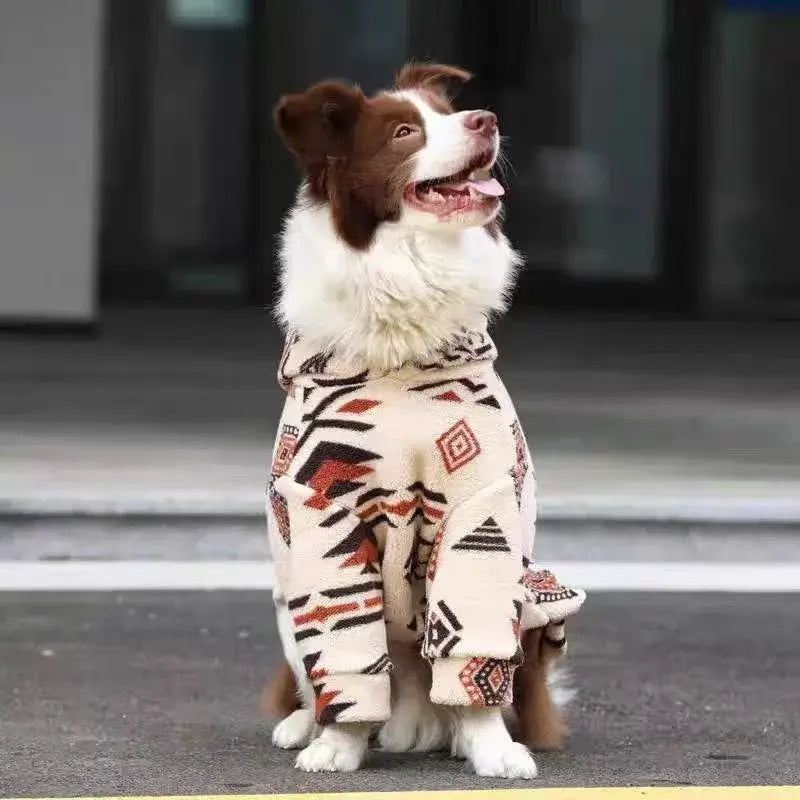 hooded dog winter coat for medium and large dogs, thick sherpa fleece thermal sweatshirt, winter pet apparel