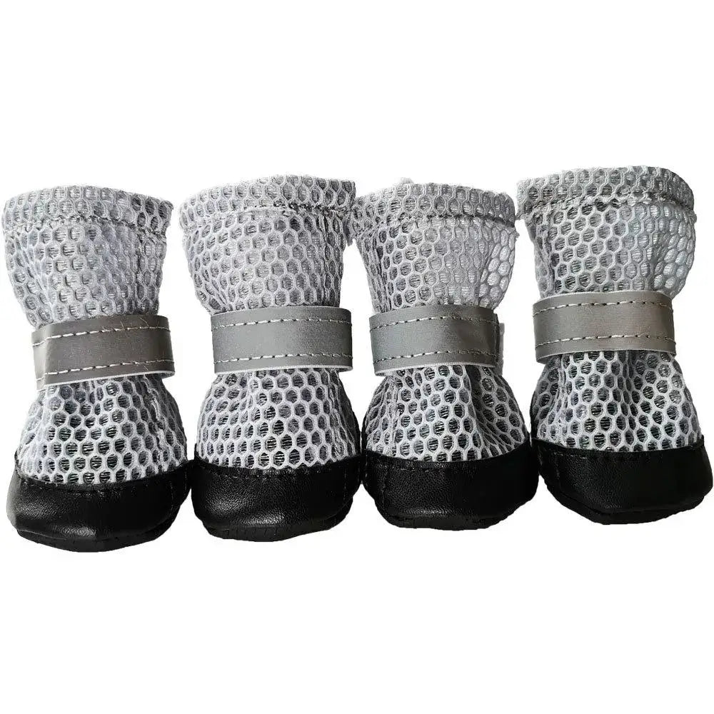 4pcs winter dog boots for small dogs featuring waterproof and reflective design for added protection.