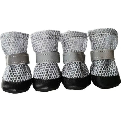 4pcs winter dog boots for small dogs featuring waterproof and reflective design for added protection.